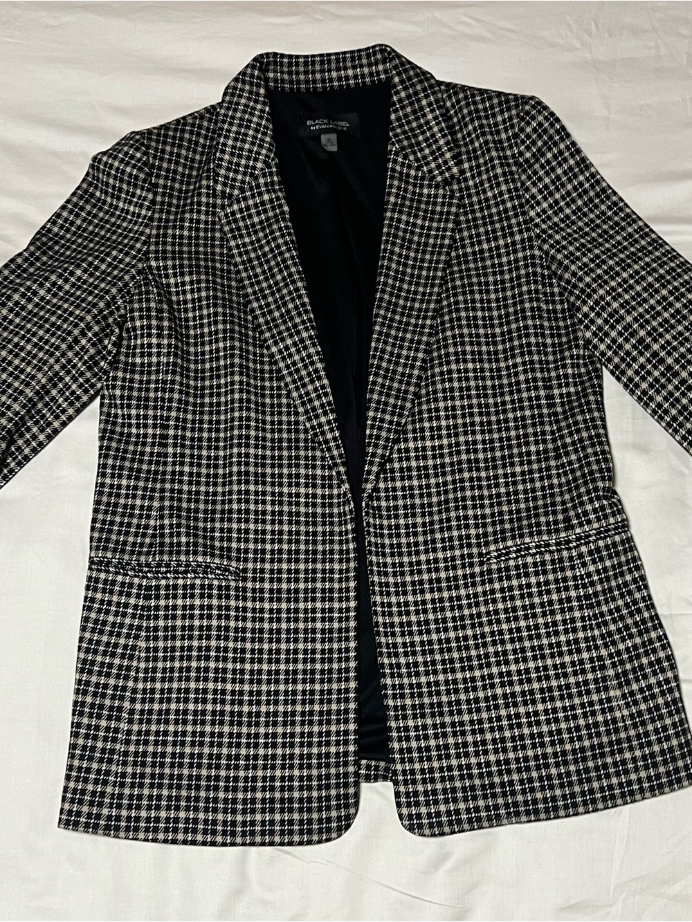 Black Label Structured Blazer SZ M Plaid Minimalist Office Siren Workwear